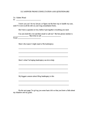 Bankruptcy Consultation Questionnaire
