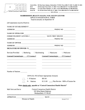 Connecticut Barber Beauty Salon Nail Salon License Application