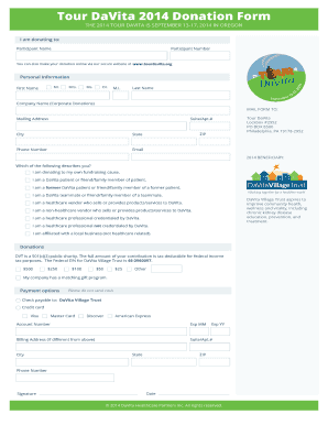 Tour DaVita 2014 Donation Form