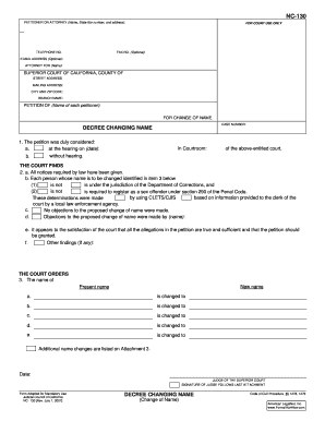 California Decree Changing Name