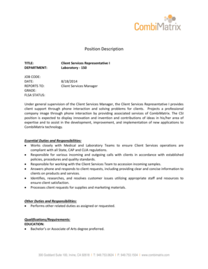 Client Services Representative Job Description