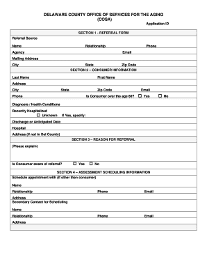 Delaware County Aging Services Referral Form