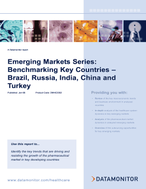 A Datamonitor report Emerging Markets Series: Benchmarking Key Countries Brazil, Russia, India, China and Turkey Published: Jan-08 Product Code: DMHC2352 Providing you with: Review of the key macroeconomic trends and business environment in