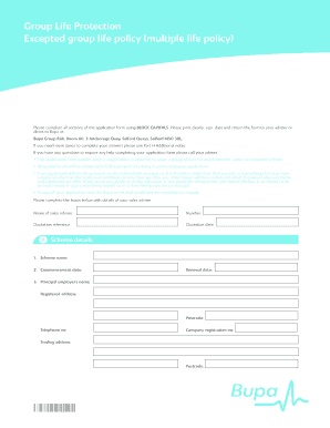 Group Life Protection Application Form
