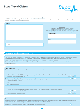 Delay and missed departure claim form - Bupa