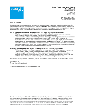 Bupa Travel Insurance Claim Form