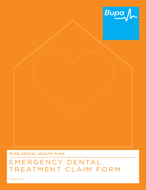 Bupa Dental Health Plan Emergency Treatment Claim Form