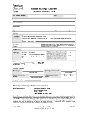HSA Deposit Withdrawal Form