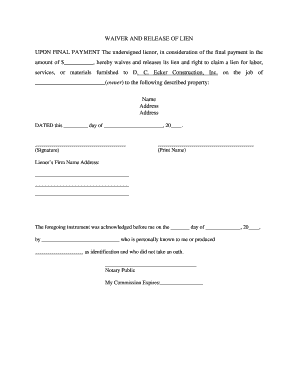 Waiver and Release of Lien