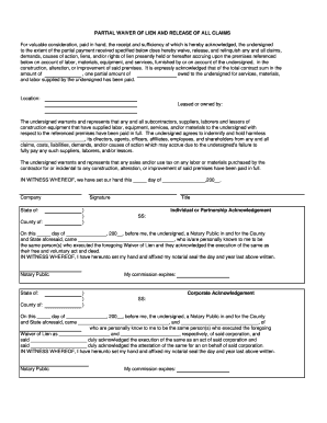Partial Waiver of Lien and Release of All Claims