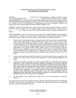 Lower-Tier Final Waiver and Release of Claims