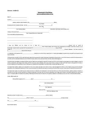Subcontractor's Final Release and Unconditional Waiver of Lien