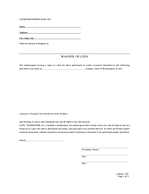 Washington Waiver of Lien