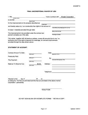 Final Unconditional Waiver of Lien