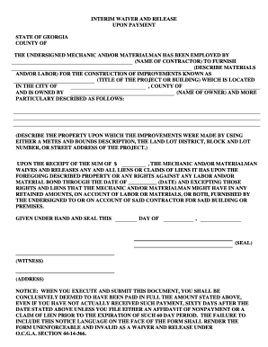 Georgia Interim Waiver and Release