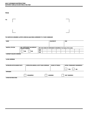 Navy Sponsor Notification Form