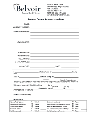 Address Change Authorization Form