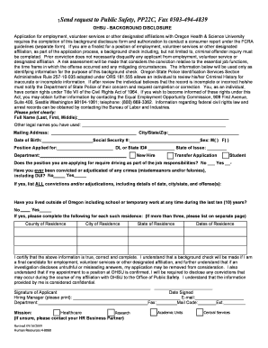 OHSU Background Disclosure Form