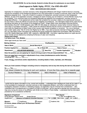 OHSU Background Disclosure Form