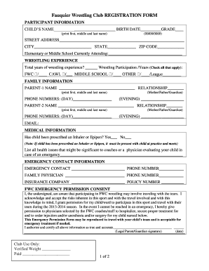 NVWF EMERGENCY PERMISSION FORM - Fauquier Wrestling - fauquierwrestling