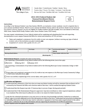 Unusual Enrollment History Reinstatement Request Form
