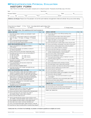 Pre-participation Physical Evaluation Form