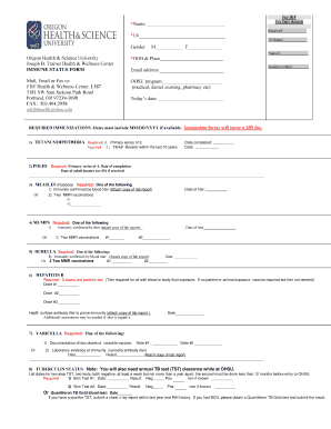 OHSU Vaccination and Immunity Form