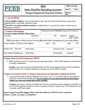 Oregon State Flexible Spending Account Enrollment Form