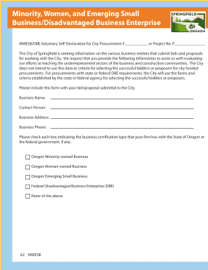 MWESB DBE Self-Declaration Form