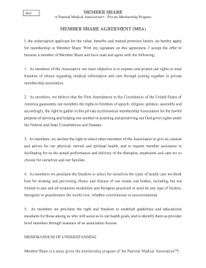 Pastoral Medical Association Member Share Agreement