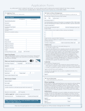 UK Stocks and Shares ISA Application Form
