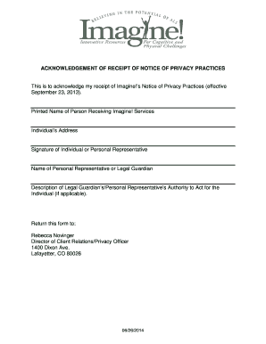 Acknowledgement of Receipt of Notice of Privacy Practices