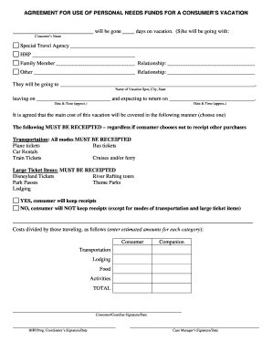 Vacation Funds Use Agreement