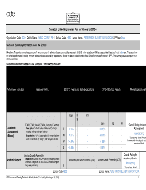 Colorado School Improvement Plan Template