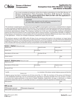 Ohio Workers' Compensation Exemption Application