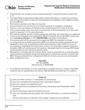 Ohio Injured Worker Outpatient Medication Reimbursement Form