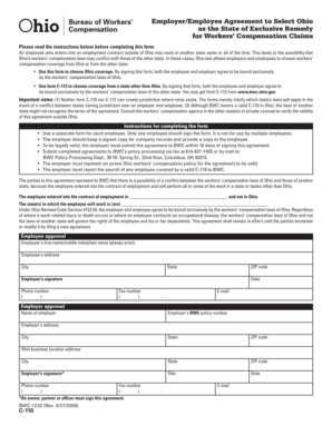 Ohio Workers' Compensation Agreement