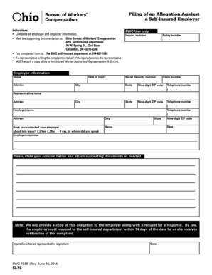 Ohio Allegation Against Self-Insured Employer Form
