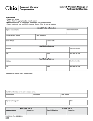 Injured Worker’s Change of Address Notification