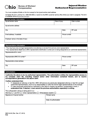 Ohio Workers' Compensation Authorization Form