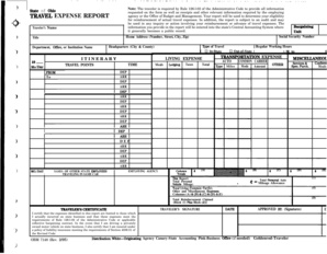 Ohio State Employee Travel Expense Report