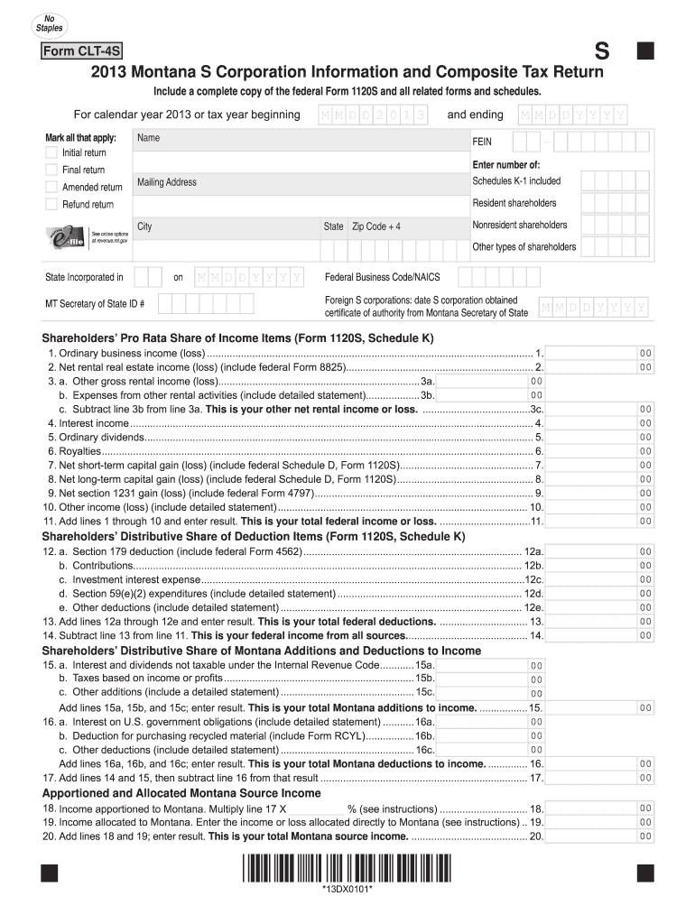 2013 Form - Montana Department of Revenue - revenue mt Preview on Page 1