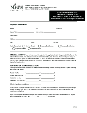 403(b) Salary Reduction Agreement