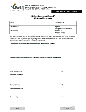 Notice of Improvement Needed