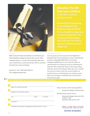 Maryland College Investment Plan Gift Contribution Form