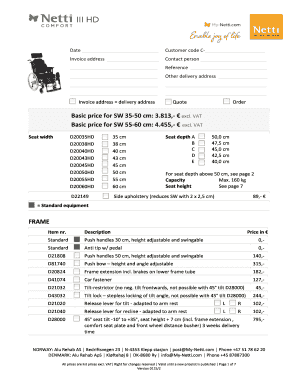 Wheelchair Configuration Invoice