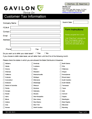 Gavilon Customer Tax Information Form