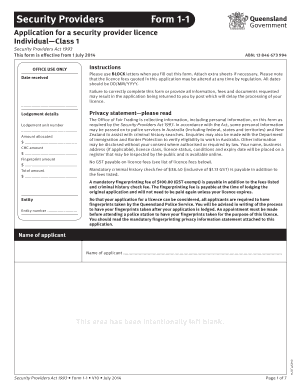 Security Provider Licence Application Form