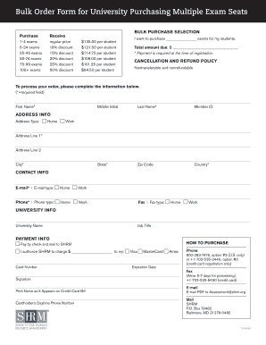 Bulk Exam Seat Purchase Form