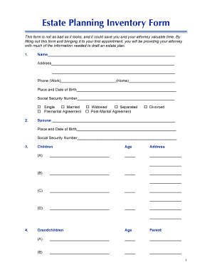 fillable online crownhillhf planned giving estate planning inventory estate inventory form